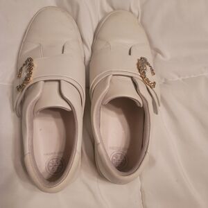 Tory Burch White Sneakers with Rounded Toe